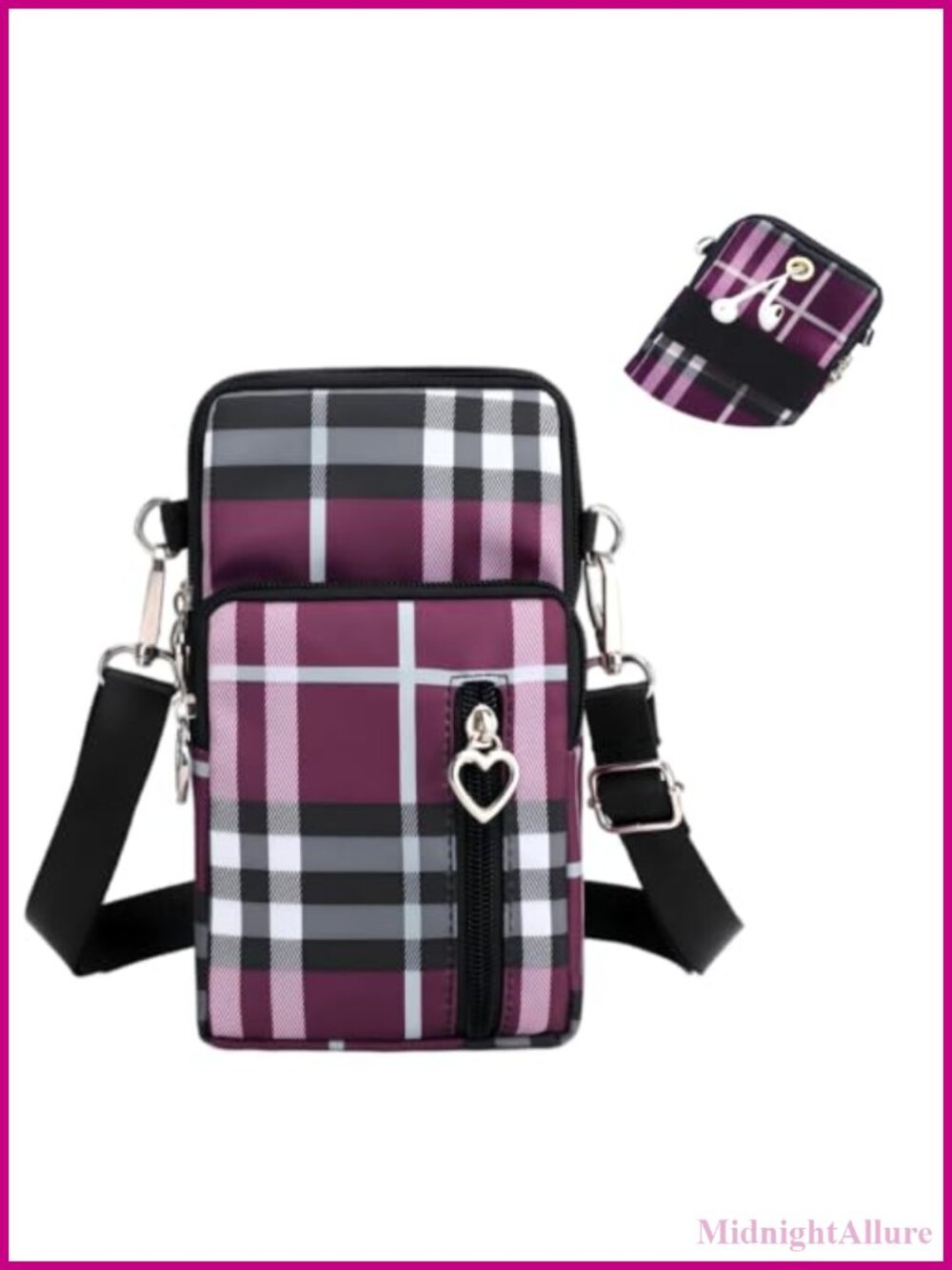 Small Crossbody Bag Water-Resistant Nylon Adjustable Strap Multiple Pockets